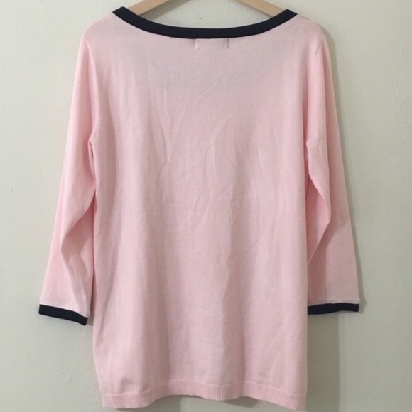 Carolyn Taylor Pink Velvet Bow & Trim Sweater - Picture 5 of 8